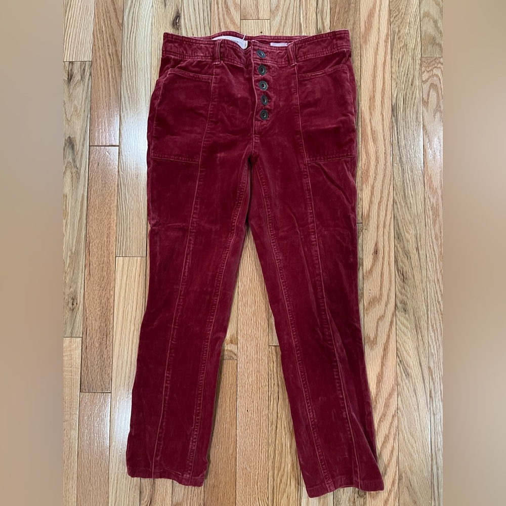 Pilcro and the Letterpress Burgundy Button-Up Pants